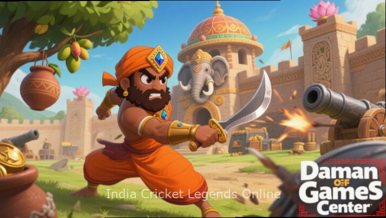 India Cricket Legends Online batting gameplay showing swipe controls for different shots